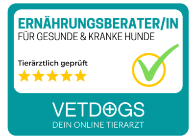Vetdogs Badge "Ernährungsberaterin für gesunde und kranke Hunde"